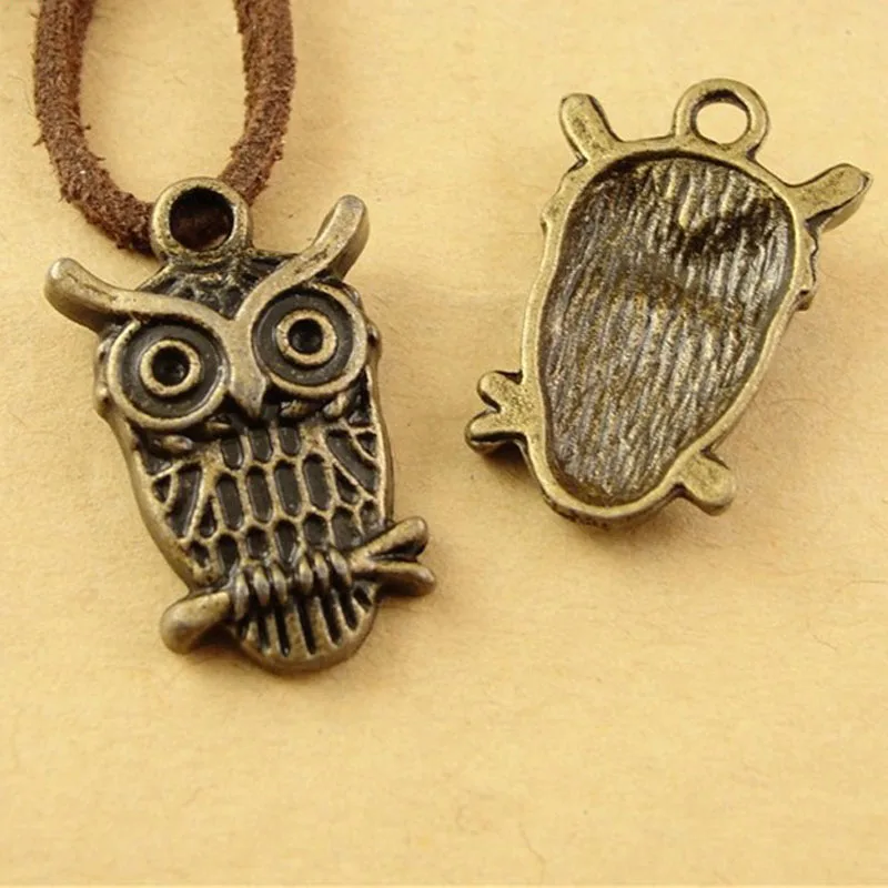 13*22MM Antique Bronze Vintage bird owl charm beads mobile phone