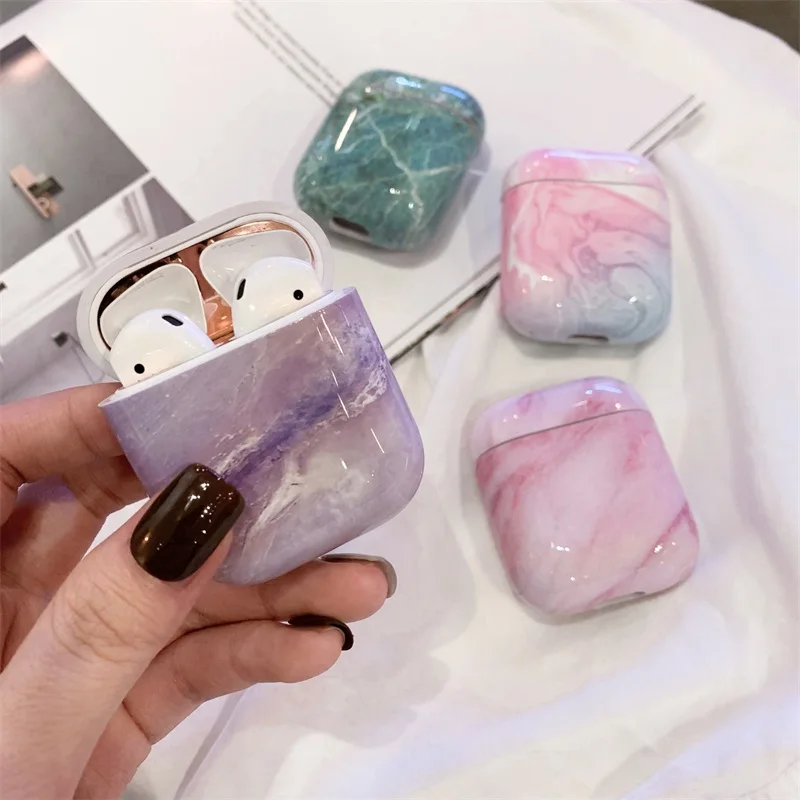 Чехол для Airpods чехол мраморный милый Apple 2 1 аксессуары наушников Air Pods Galaxy