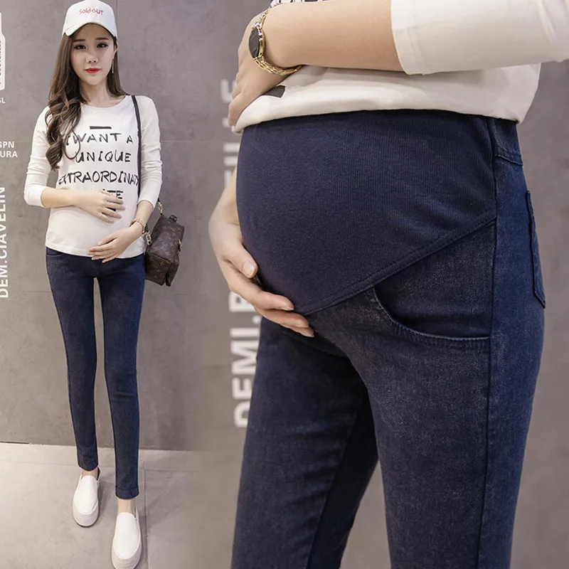 Брюки для беременных, зимние брюки для беременных женщин, брюки для беременных, наряды с леггинсами Embarazada, обтягивающие брюки для беременных - Цвет: AZ1870-Blue
