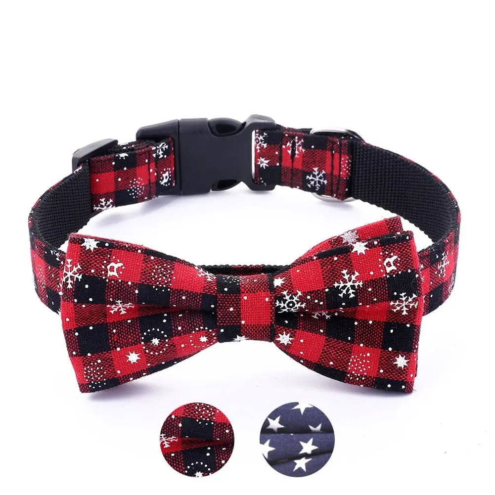 

Dog Collar Adjustable Christmas/Winter Theme Dog Collars with Bowtie Personalized Collars for Small Medium and Large Dogs