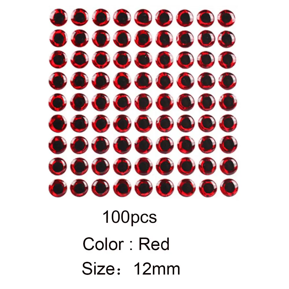 100 шт. 3 dglow Рыбалка глаза для приманки Световой Fly глаз искусственные Имитационные рыбий глаз приманки рыболовные принадлежности 7 мм/8 мм/9 мм/10 мм/12 мм - Цвет: 12mm red