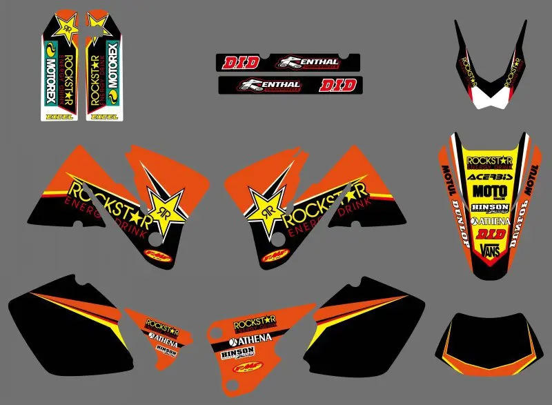 

0392 Star Motorcycle TEAM GRAPHIC WITH MATCHING BACKGROUND Decals And Stickers For KTM MXC EXC 200 250 300 350 400 520 2001 2002