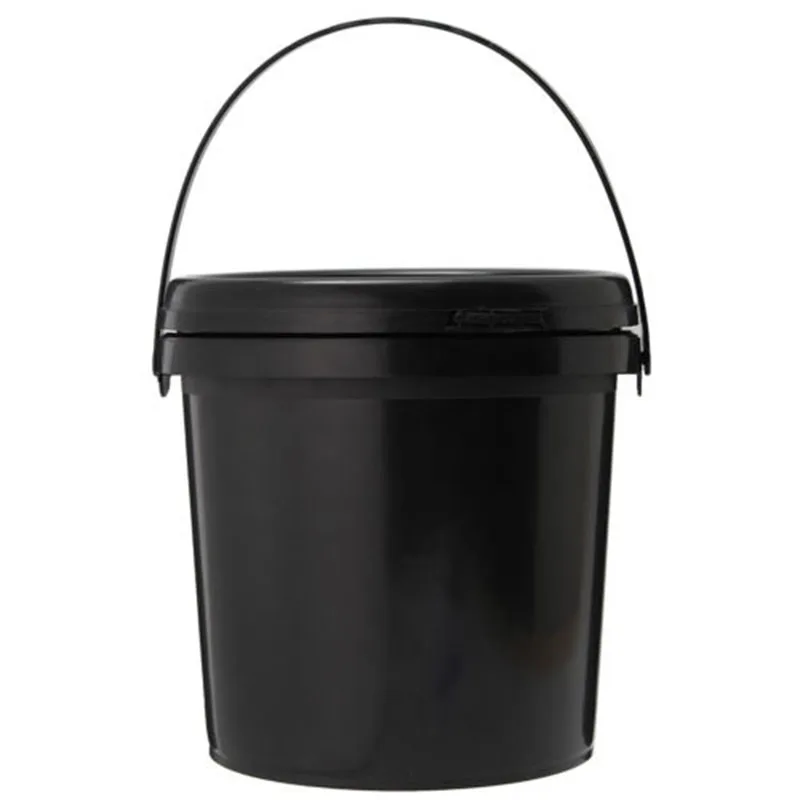 5L Black Bucket With Lid Round Plastic Paint Pail Storing Mixing Nutrients Pail