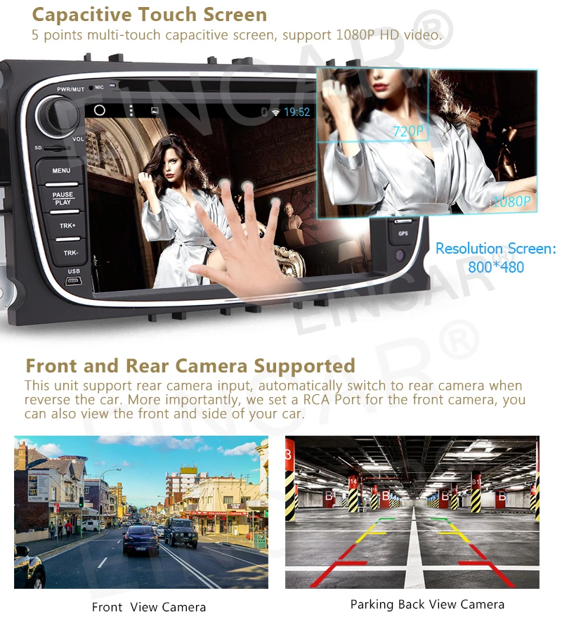 Top Android 6.0 Car DVD Player HD GPS Navi Radio+CANBUS for Ford Mondeo Focus S-Max 4