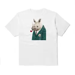 Забавная футболка носорог крутая футболка с рисунком "Капитана Америки футболка носорог подарока по требованию для него Футболка"