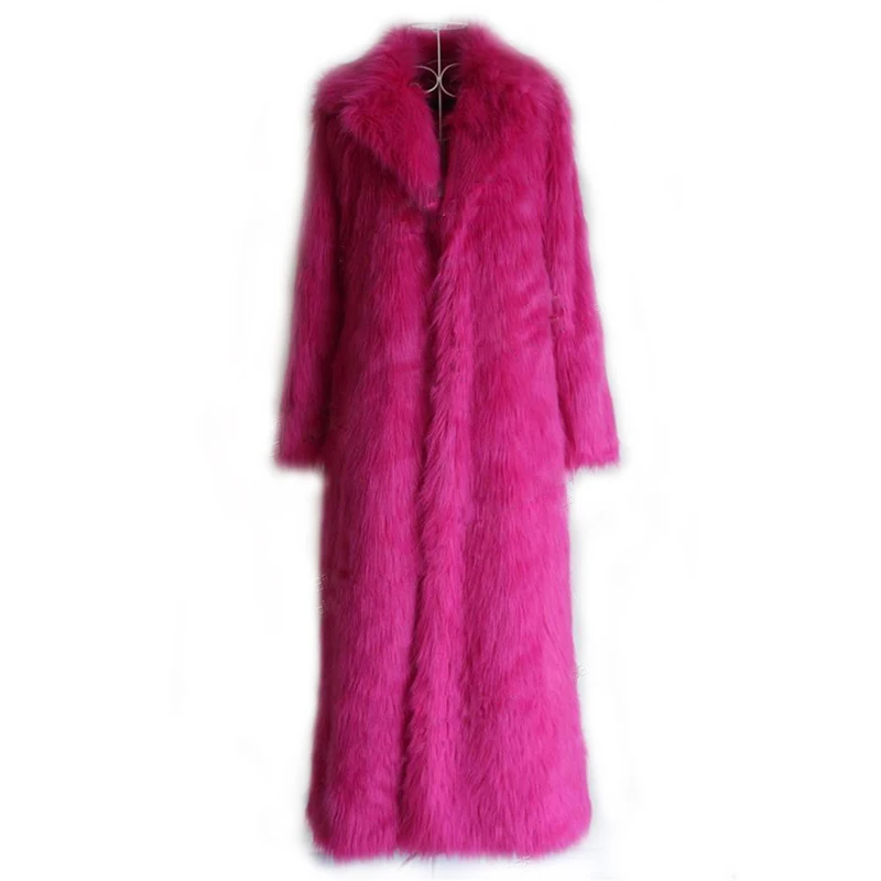

Faux Fox Fur Coat Women 2019 Autumn Winter Lengthen Fur Jacket Female Plus size Fashion Extra long Fox fur Coats Slim Women 2409