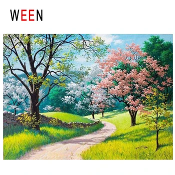 

WEEN Mountain Road Diy Painting By Numbers Abstract Flower Tree Oil Painting On Canvas Cuadros Decoracion Acrylic Wall Decor