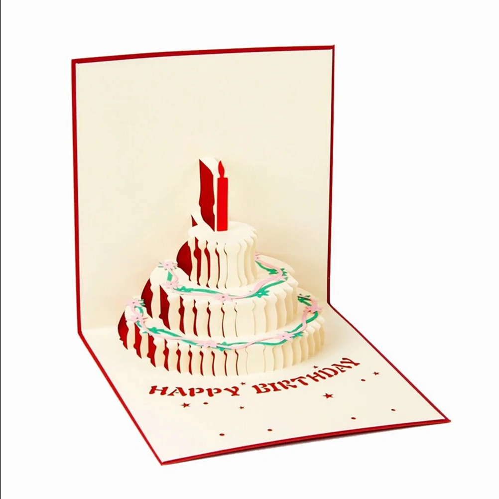 3D оригами ручной работы BirthdayCake свечи designgreeting карты envelopeinvitation cardkirigami anniversarypopup Wholesale15 * 15 см