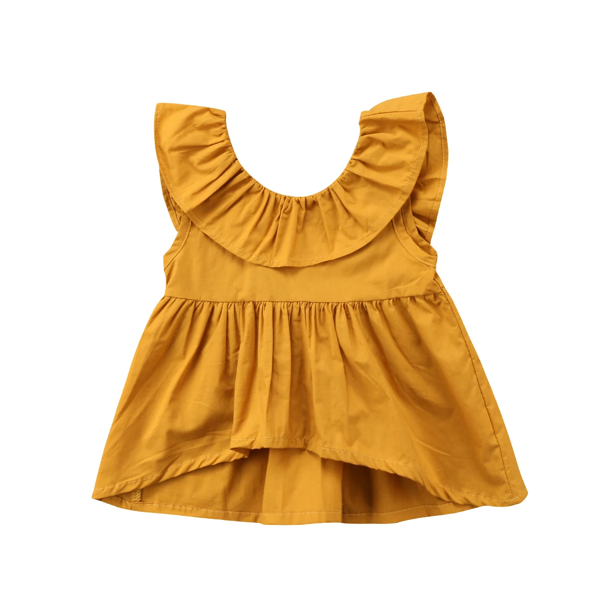 

Kids Baby Girls Princess Ruffle Sleeveless Irregular Dress Crop Top Blouse Clothes Summer