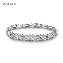 Moliam Античная свадебный очарование звено цепи Браслеты серебро/золото-Цвет браслет Для женщин ослепительных ювелирных изделий высокое качество mll024