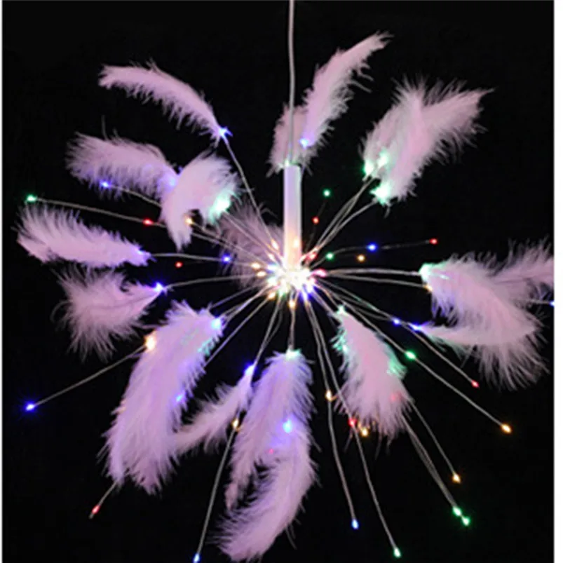 USB Feather Fireworks Lamp String Decoration 100LED Feather Light String Outdoor Courtyard Lighting Garden Decor Luces 35MR87