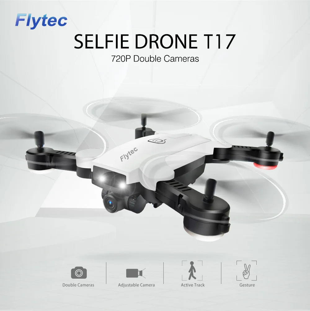 Flytec T17 WiFi FPV Double 720P HD Camera Foldable Follow Me Selfie RC Drone With Hand Gesture Taking Photo VS SG700 Dron