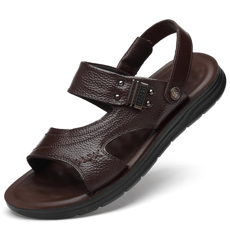 Лучшие Качественные сандалии мужские сандалии летние сандалии из натуральной кожи мужские кожаные сандалии