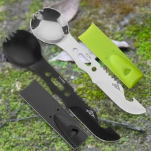 Кемпинг посуда многофункциональная Ложка Вилка для бутылок Портативный инструмент безопасности и выживания Прочный из нержавеющей стали для выживания комплект