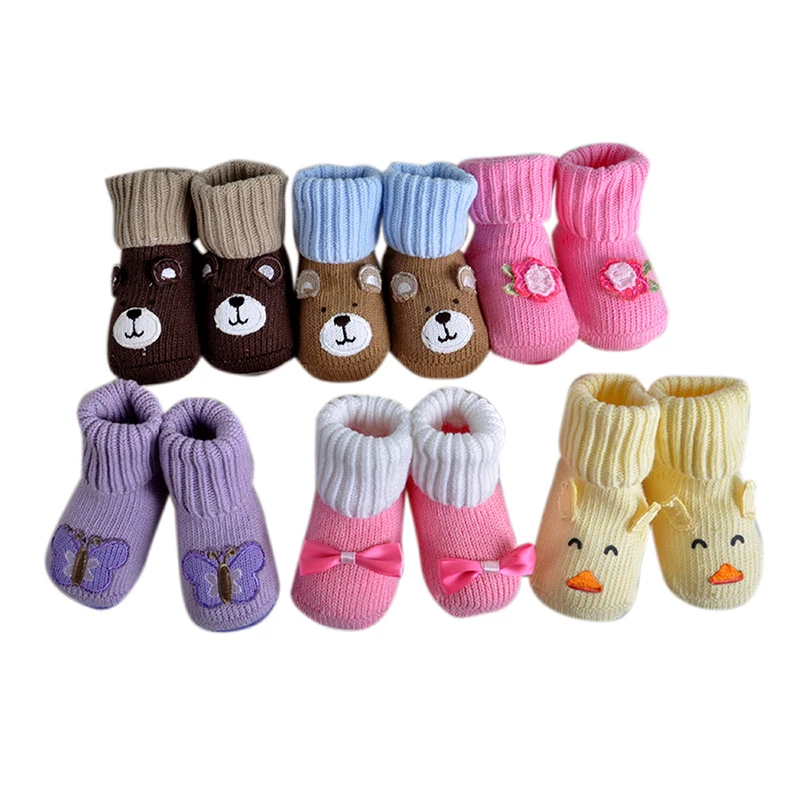 Хлопок Детские носки Новорожденные носки мультфильм Печатные Cute Bear Pattern Теплые мягкие Детские носки 0-6 месяцев Аксессуары для младенцев