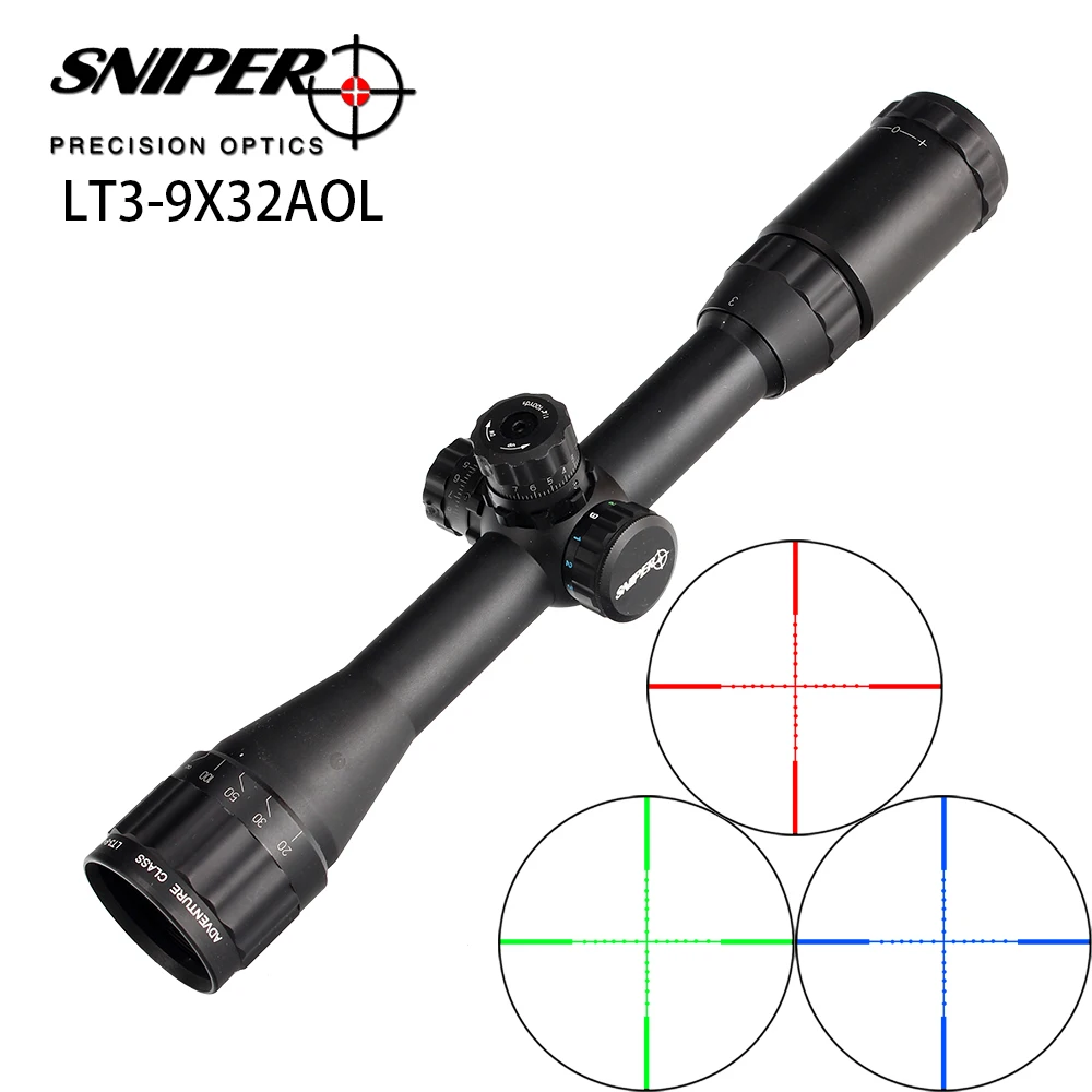 

SNIPER LT 3-9X32 AOL 1 inch Full Size Tactical Optical Sight Illuminate Mil-Dot RifleScope Locking Resetting Hunting Rifle Scope