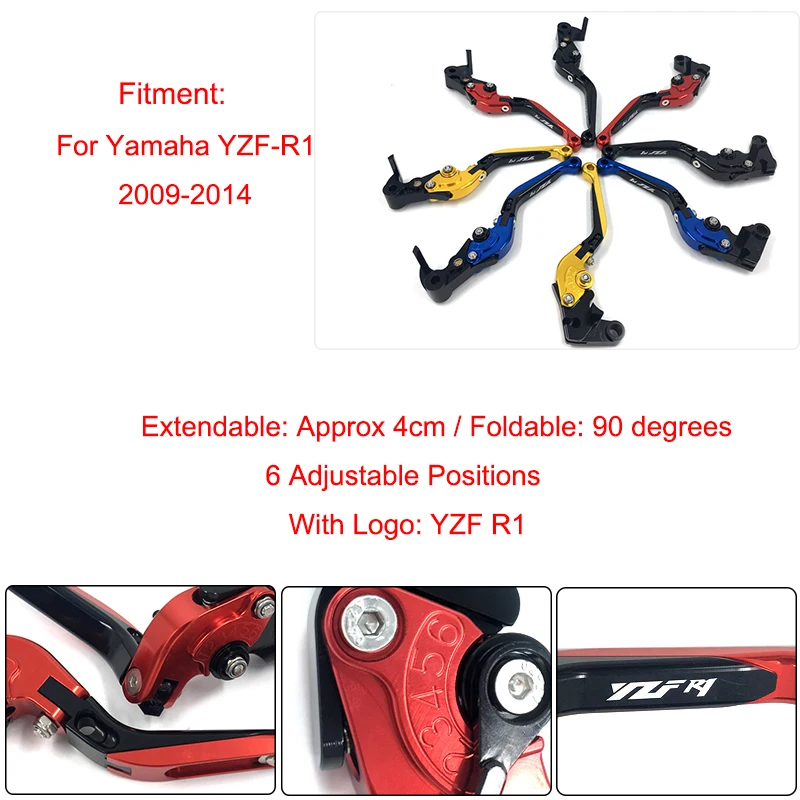 2009-2014 YZF R1 Motorcycle CNC Adjustable Foldable Extendable Brakes Clutch Levers For Yamaha R1 2009 2010 2011 2012 2013 2014 (7)