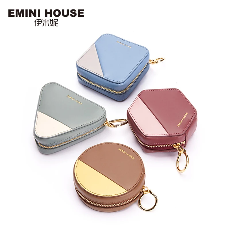 EMINI HOUSE, мини кошелек для монет, Женский кошелек для монет, спилок, кожаный чехол, кошелек для девочек, изысканный дизайн, клатч на молнии