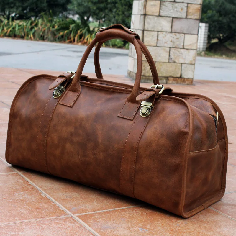 Мужская сумка мессенджер из натуральной воловьей кожи|bolsa de viagem|leather travel bagduffle bag |