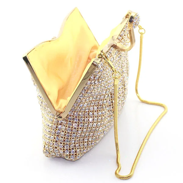 Женская сумка блестящая женская клатч с золотыми стразами вечерняя