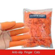 Оранжевые защитные противоскользящие латексные пальчиковые кроватки, латексные резиновые пальчиковые кроватки, прочные, не выпадающие порошки, 100 шт./лот, 300 шт./лот