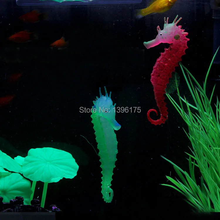 Силиконовые Декорации для аквариума ночник-светящиеся искусственные гиппокампус украшения аквариума 3 цвета аксессуары для аквариума