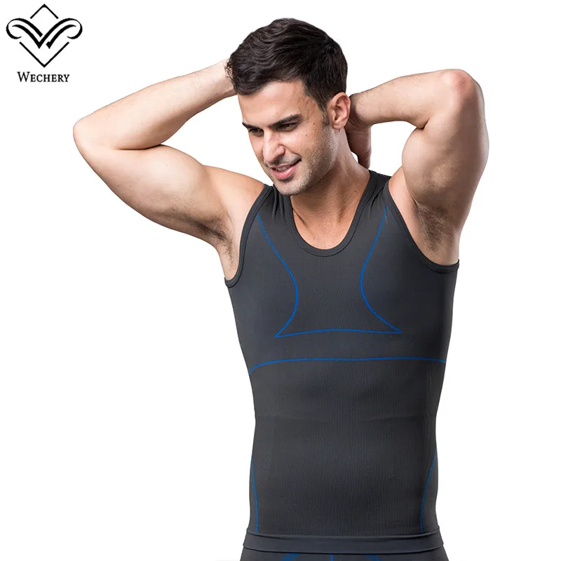 Wechery Shapers футболка для мужчин рубашки похудения нижнее белье живота корсет