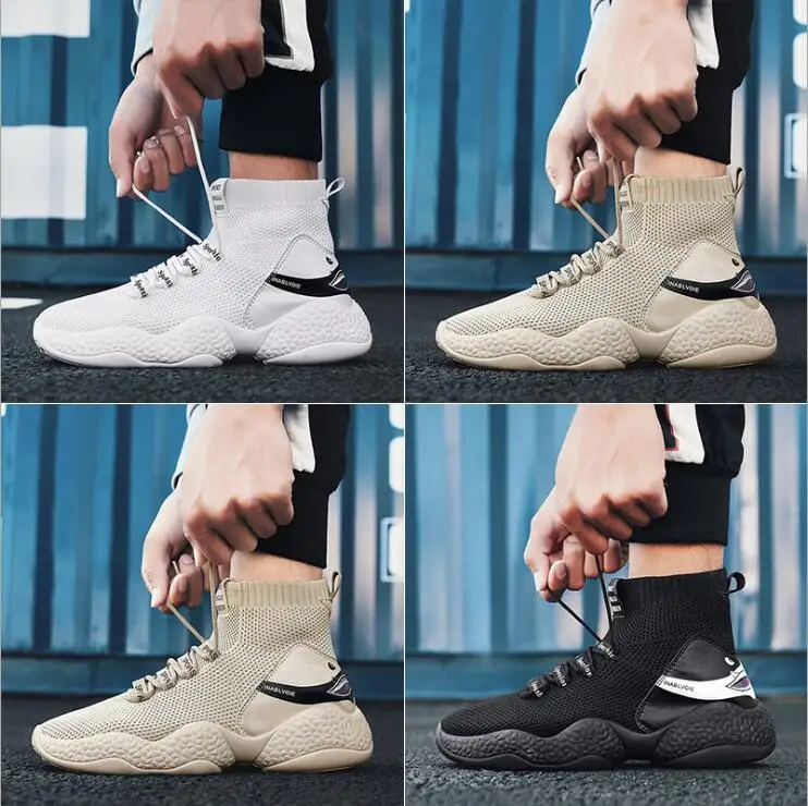 

Shark Sneakers Women Men Knit Upper Breathable Sport Shoes Chunky Shoes High Top Running Shoes For Men Women Thick-bottomed