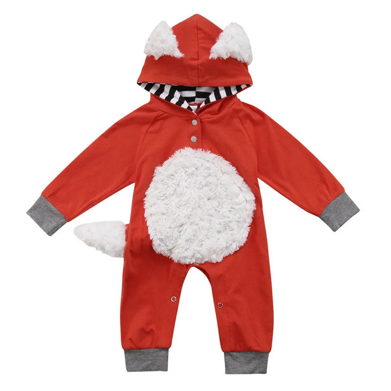 

Newborn Baby Girls Clothes Cute Fox Design Long Sleeve Bebes Jumpsuit Christmas Baby Boys Clothes Winter Warm Costume D1030