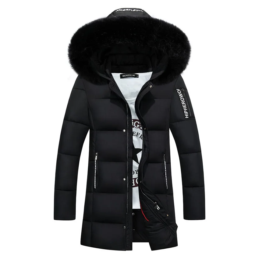 Free Shipping 2018 Winter Duck Down Jacket Men Long Slim Coat Big Fur Collar Coat Long Youth Winter Outwear Jacket D130