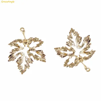 

GraceAngie 15PCS Gold Leaf Shape Zinc Alloy Trendy Style Earring Necklace Bracelet Handmade Accessories Jewelry Findings 19*27mm