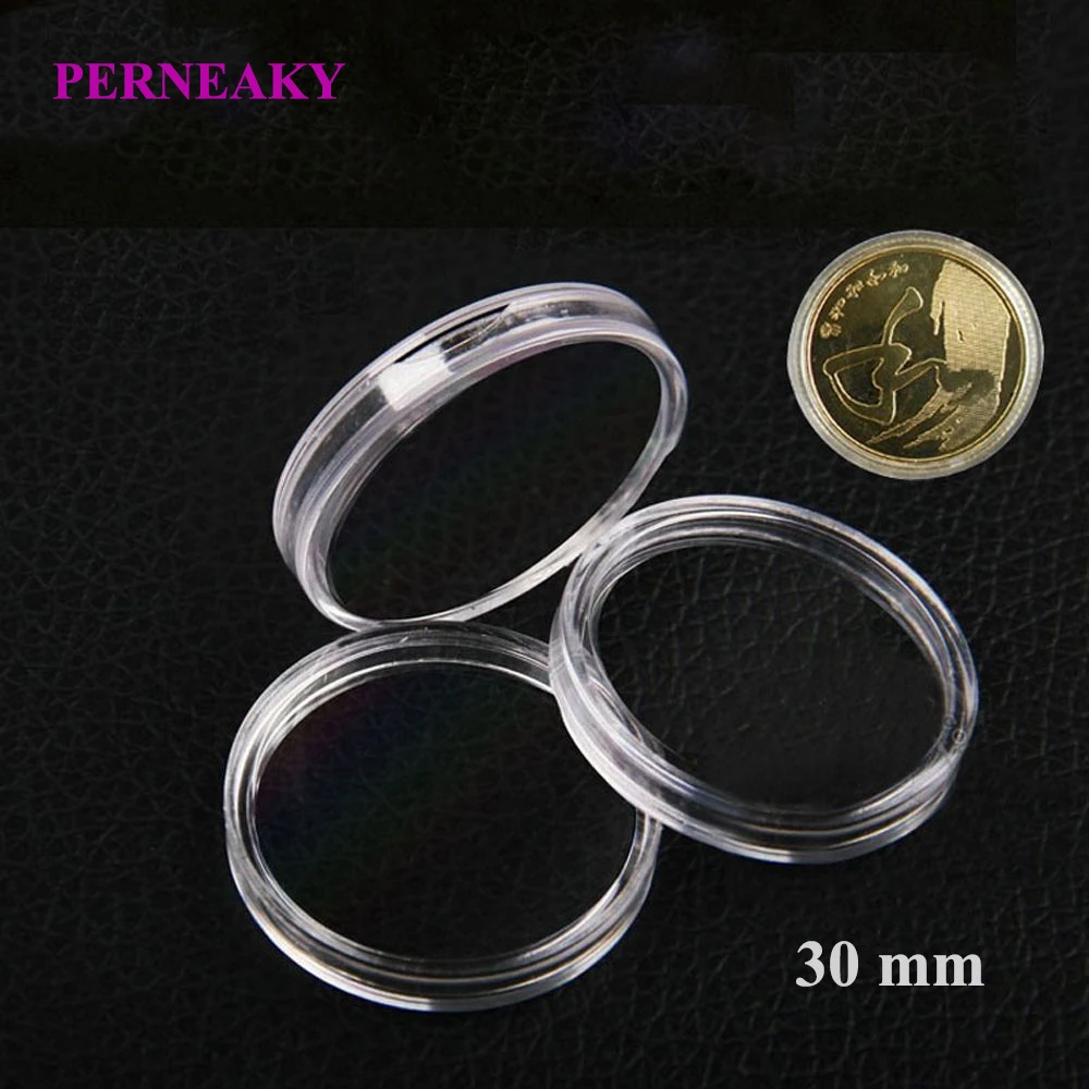 

10pcs 30mm Acrylic Clear Round Plastic Cases Coin Storage Capsules Holder Coin Collection Box Storage Case