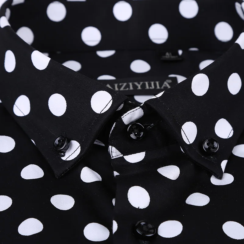 Men's Polka Dot Printing Long Sleeve Shirt Fashion Male Dress Shirts Casual Formal Cotton Black White Dots Youth Clothing cotton shirt long sleeve shirt men casual shirt