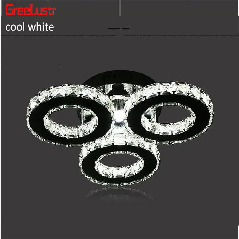  5 Rings Crystal Led Chandeliers Ceiling Mirror Stainless Steel Lustre Cristal For Kitchen Study Lum - 32867353498