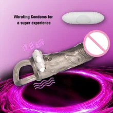 Vibrating Condom Vibrator Penis Sleeve Male Penis Enlargement Delay Spray Clit Massager Adult Sex Toys For Men dildo consolado