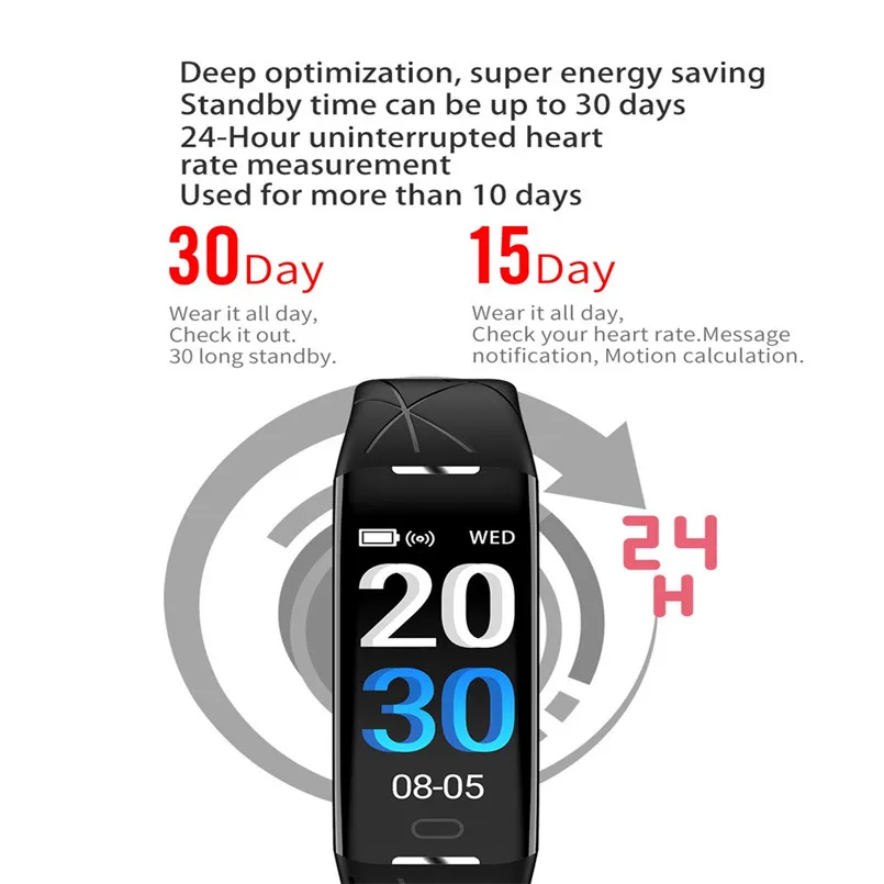 0.96 Inch TFT LCD Color Screen Smart Watch Blood Pressure Heart Rate Monitor Sleep Sports Fitness Tracker USB Charging 40AP1019