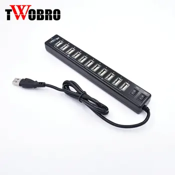 

High quality 12 Ports USB 2.0 Hub With 2 switch for Laptop PC + Power Adapter Supports for Macbook Air Laptop PC
