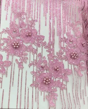 

luxury 3d flower embroidered African tulle lace fabric diudiu-62530 with big stone French net lace fabric