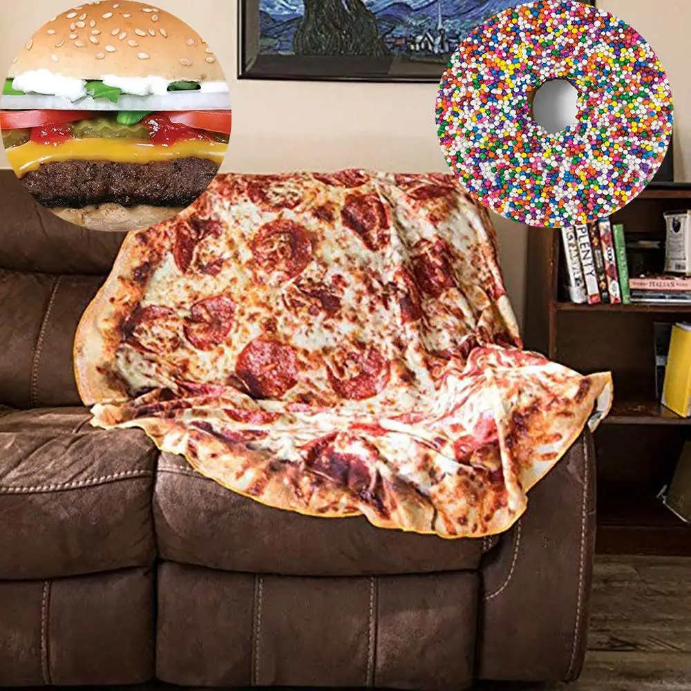 

Comfort Food Creations Pizza Wrap Blanket Perfectly Round Hamburger Throw Air Conditioner Cover Blanket Floral 2019 Hot Sale