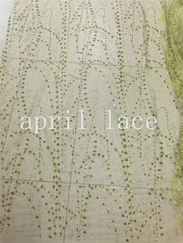 

free ship 5 yards/bag AA1533 # green color stripe glued glitter hand print tulle net mesh fabric for wedding