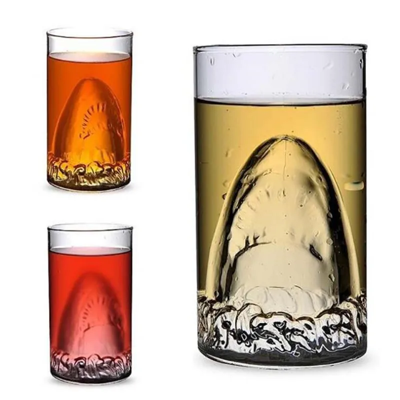 

Individual Creative Crack-proof, Transparent and Strange Shark Spirit Cup Night Shop Beer Cup Double-layer High Borosilicate Gla