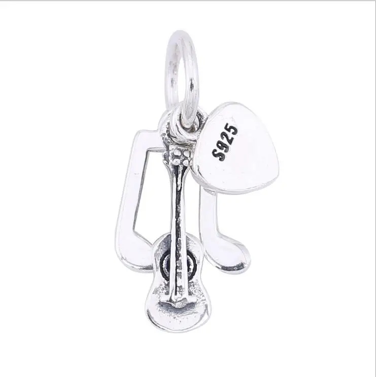 

Authentic 925 Sterling Silver Charm Dangle Beads Fits Pandora Style Bracelets & Necklaces DIY accessorie Love heart music guitar