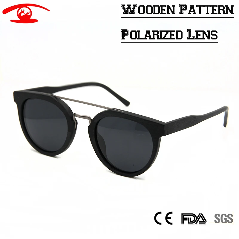 SORBERN Новая мода круглый деревянный шаблон солнцезащитные очки Для мужчин Для женщин металлический мост Дизайн поляризованные