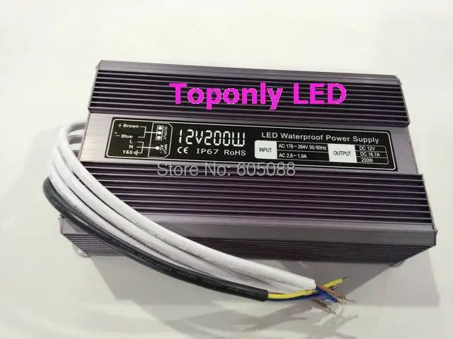 

IP67 waterproof 24v 200w led transformer AC110v 220v to DC24v constant voltage led driver led power supply 20pcs/lot wholesale