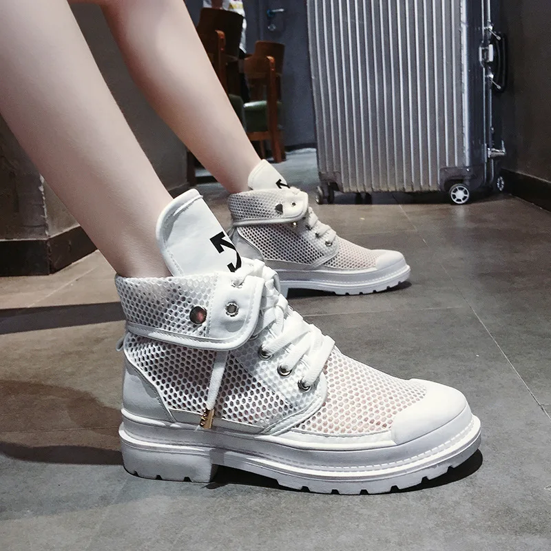Women's boot 2019 new elevated motorcycle Martin boot women's summer aerated mesh hollowed-out boot shoes womens shoes fashion Women's boot 2019 new elevated motorcycle Martin boot women's summer aerated mesh hollowed-out boot shoes womens shoes fashion