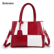 Bokinslon женские сумки на плечо сшивание цвет модные женские сумки через плечо Простые спилок женские маленькие квадратные пакеты