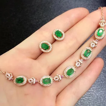 

Qi Xuan_Fashion Jewelry_Colombia Green Stone Elegant Jewelry Set_S925 Solid Silver Jewelry Set_Factory Directly Sales