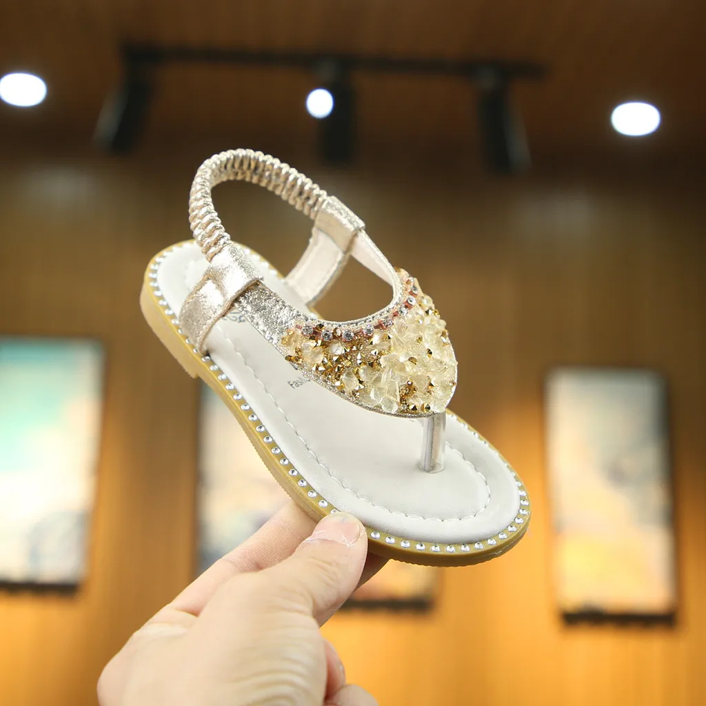 Хуан Neeky W#4 Новая мода для маленьких детей Детские кристалл для девушки Toepost эластичная лента обувь для принцессы сандалии лето Лидер продаж