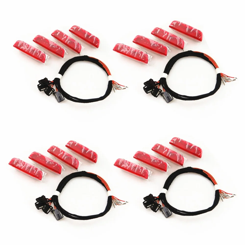 4 Set Car interior Lamp Lights Door Warning Light+Cable Harness Plug For Passat B6 B7 CC Golf 5 Mk5 6 7 MK7 Tiguan Superb SEAT