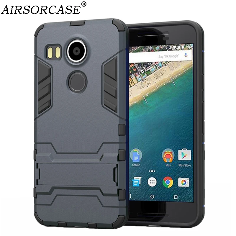 5 2 ''для LG Nexus 5X случае Nexus5X Футляр ПК и ТПУ Гибридный Kickstand заднюю крышку